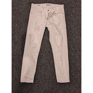 Lucky Brand Women's White Jeans Factory Distressed 26/2 Sienna Slim Boyfriend